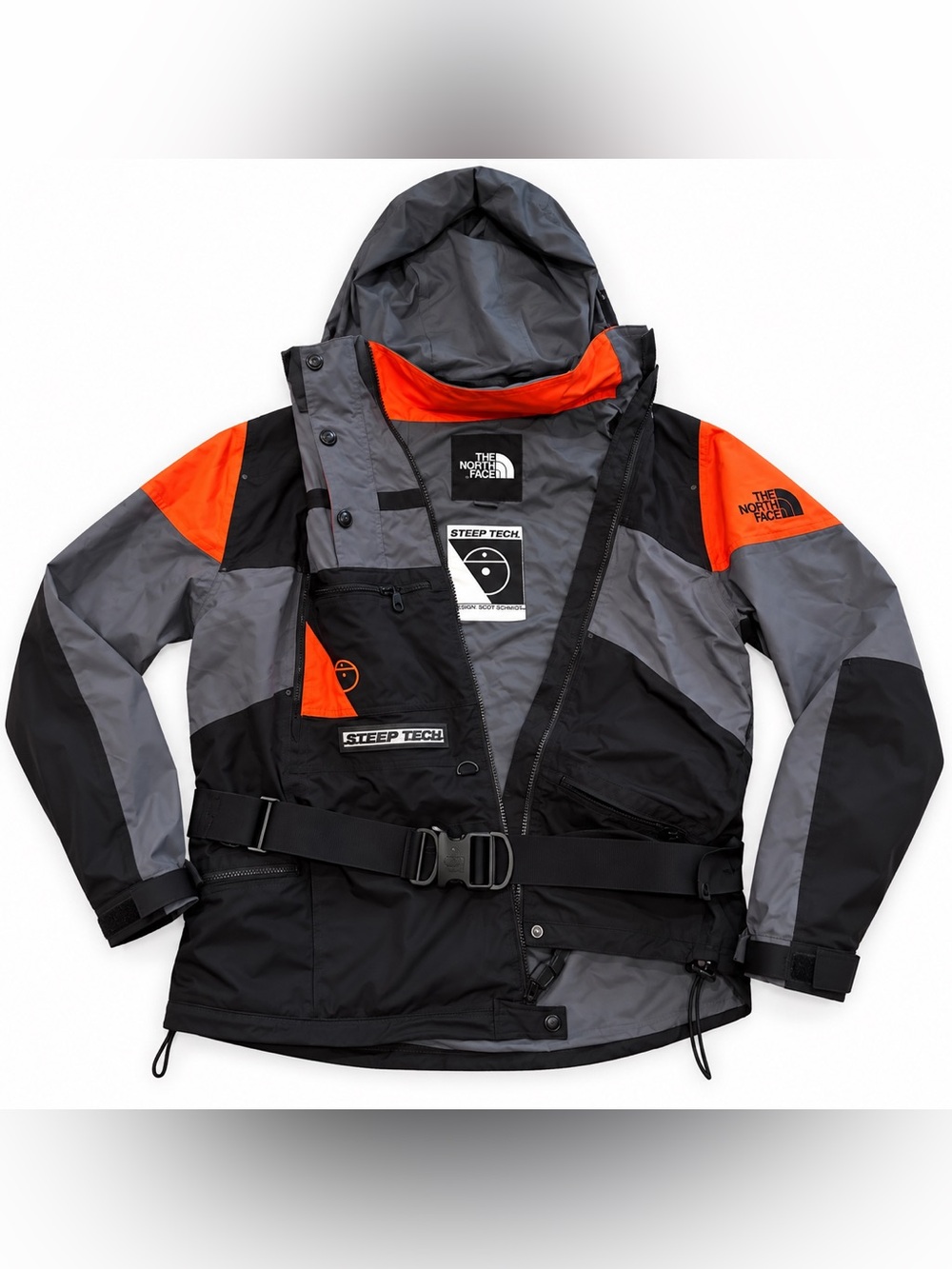 The North Face Steep Tech Hooded Ski Jacket - Black, Gray & Orange